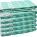 Eliamo Turkish Beach Towel Set of 6 Beach Towels Cotton Quick Dry Sand Free 36 x 71 inch Turkish Towel Oversized Lightweight Beach Towels Teal