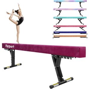 FBSPORT 8ft Adjustable Balance Beam: High and Low Floor Beam Gymnastics Equipment for Kids/Adults,Gymnastics Beam for Training,Practice, Physical Therapy and Professional Home Training with Legs (Purple)