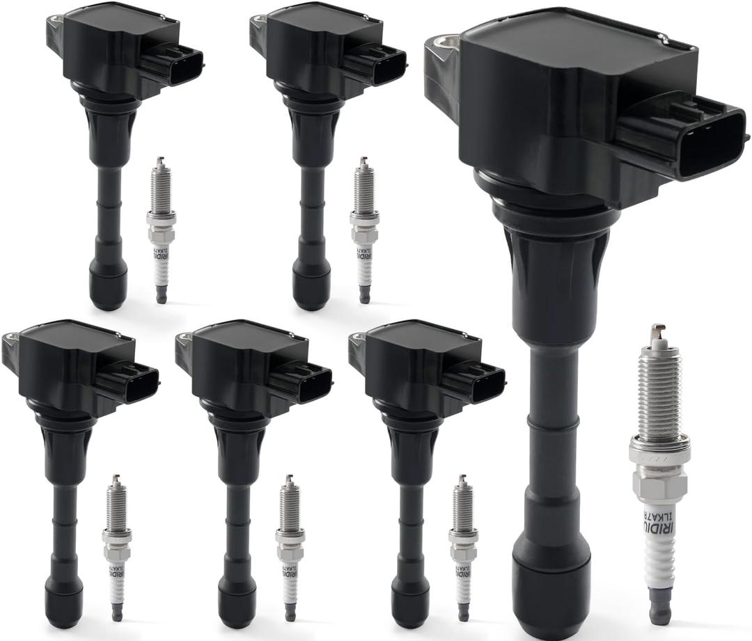 Set of 6 Ignition Coil Pack & Iridium Spark Plugs Compatible with 2007-2020 Nissan Altima Maxima Murano Pathfinder Quest 350Z Infiniti Q50 Q70 QX60 EX35 FX35 G25 G35 JX35 M35 M35h V6 3.5 Replace UF550