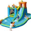 BOUNTECH Inflatable Kids Slide Bounce House with Ball Pit Wet Dry Combo Outdoor Hide&Seek Cave for Racing Fun, Blow up Water Slides Inflatables for Kids Backyard Party Gifts