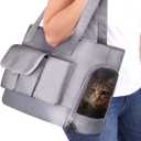 Dog Carrier, Cat Carrier, Pet Carrier, Foldable Waterproof Premium Oxford Cloth Dog Purse, Portable Bag Carrier for Small to Medium Cat and Small DogGrey