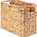 Tatuo Seagrass Magazine Baskets Magazine Holder Tall Narrow Woven Storage Wicker Basket Floor Bathroom Home Office Handwoven Holder for Books, Newspaper, File and Mail(Light Brown)