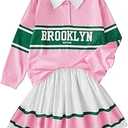 MakeMeChic Girl's 2 Piece Outfit Casual Sweatshirt Top and Skirt Sets Preppy Clothes