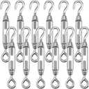Hedume 12 Pack M4 Hook & Eye Turnbuckle for Cable Wire Rope Tension, 304 Stainless Steel Heavy Duty Wire Rope Tension for DIY String Light Picture Hanging, Garden Wire, Fence Gate Wire, Tent Rope