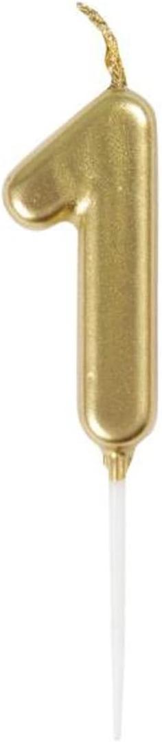 Elegant Mini Metallic Gold Number "1" Pick Birthday Candle - Dazzling & Unique Design - Perfect Celebration Accent for Milestone Moments