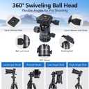 76.38 Camera Tripod Fits DSLR/Mirrorless/Phone, 11lb Load, Quick Release, Aluminum Legs, 18.5 to 76.38 Adjustable, 3.7lbs Lightweight for Travel/Live Stream/Vlog/Photography, Black