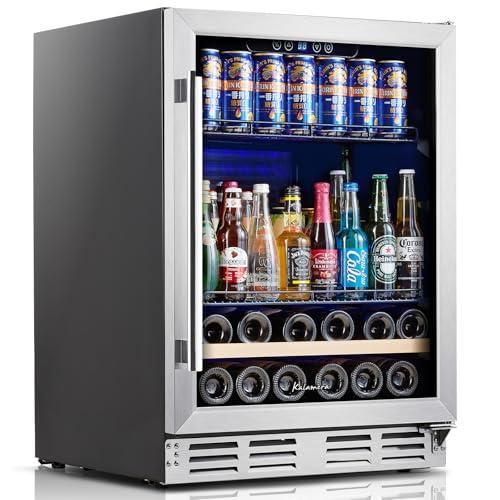 Beverage Fridge 24 Inch Beverage and Cooler Built-in or Freestanding - 120 Cans & 16 Bottles Capacity Refrigerator Cooler