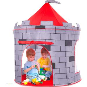 Play22 Kids Play Tent Knight Castle - Portable Pop Up Tent - Foldable into Carrying Bag - Childrens Play for Indoor & Outdoor Use - Playhouse for Boys & Girls (Gray & Red)