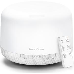 InnoGear 500ml Essential Oil Diffuser with Remote Control, Premium Ultrasonic Aromatherapy Diffusers Mother's Gift Scent Humidifier Vaporizer Auto-Off Timer for Large Room Home, White