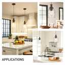 zeyu Modern Pendant Lights Kitchen Island 2 Pack, 1-Light Hanging Pendant Lighting for Dining Room, Water Ripple Glass Shade, Oil Rubbed Bronze Finish, ZG33M1L-2L ORB-WG