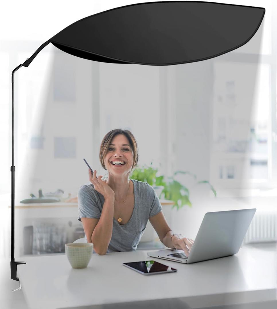 Cubicle Shade and Desk Shade, Adjustable Office Cubicle Desk Canopy to Block Light and AC Airflow, for Cubicle Cover & Light Shield for Partitions to Block Overhead Light and Glare, Black - 2025 New (55"L x 46"W)