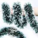 50FT Red White Christmas Tinsel Garland, Metallic Twist Xmas Garlands for Christmas Tree Decorations, Holiday Hanging Garlands for Mantel Staircase Indoor Outdoor Home Office Party Holiday Decor