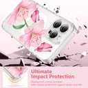 OOK Magnetic Case for iPhone 16 Pro Case Cute Flower Butterfly Design with 2 PCS Screen Protector [Compatible with MagSafe] for Girls Women Floral Clear Slim Phone Cover-Pink Lily Flower