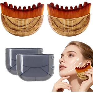 Lymphatic Contour Face Brush(2-PCS),Super Soft Manual Lymphatic Drainage Massager for Sculpting, Relieve Fatigue & Reduce Puffiness, with Portable Case Suitable for Facial Cleansing and Massage