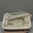 Storage Bins with Sturdy Cotton Handles(1 Pack), Fabric Storage Baskets for Organizing use for Office & Home, Book, Clothes, Toys, Closet Boxes (Small, Pink-White, 12.2x8.3x6.3 inches)