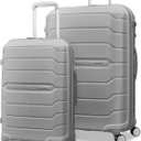 Samsonite Freeform 2-Piece Luggage Set - Carry-On & Large Checked Luggage with Dual Spinner Wheels - Durable Polypropylene Hard-shell - TSA Lock, Airline-Approved - Expandable Hard Shell - Light Grey
