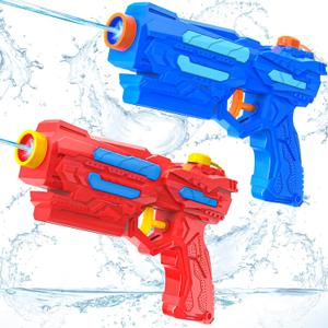 Water Guns for Kids, 2 Pack Leakproof Small Squirt Guns, Summer Outdoor Water Blaster Toys for Boys Girls Toddlers, Perfect for Pool Beach Yard Swimming Party Favors (Red-Blue)