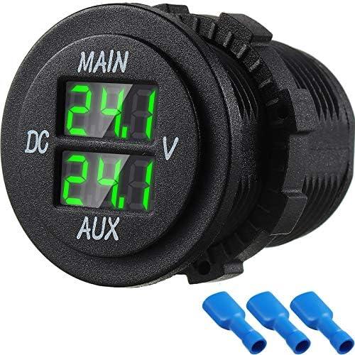 Amazon.com: LED Digital Double Voltmeter, Round Panel Voltage Monitor for Car Pickup RV Truck Dual Battery Pack (Green) : Automotive