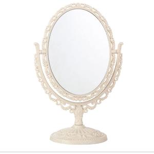 Schones Geschaft 2-Sided Tabletop Makeup Mirror, Swivel Vintage Dresser Cosmetic Mirror, Bathroom Bedroom Dressing Beauty Mirror (Beige)