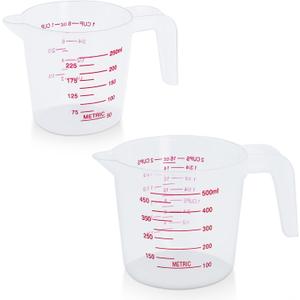 DTDNZKN 2 Pack Measuring Cup Set, Includes 250Ml (1-Cup), and 500Ml (2-Cup) Plastic Liquid Measuring Cups- Baking, Cooking, Mixing & Measuring Cups, Essential Kitchen Tools