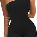 VUTRU Womens Sexy One Piece Jumpsuits One Shoulder Sleeveless Short Rompers | Ribbed Bodycon,One Shoulder Jumpsuits,Sleeveless,Two Halters,Sports Romper,Summer Outfits (Black, M)