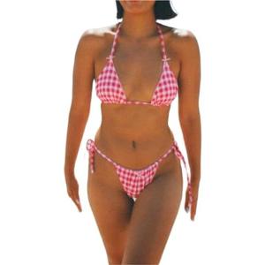 Alyweatry Women Two Piece String Bikini Set Floral Print Halter Side Tie Triangle Thong Swimsuits Bathing Suit, Size S