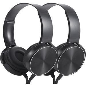 Kids Headphones 2 Pack for School Classroom Students Teens Children Toddler Boys Girls and Adult (HY450, 2 Black)