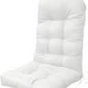 Adirondack Chair Cushion, 44x19x5 Inches, Enlarged Thickened Rocking Chair Pad with Splash Proof Fabric, High Back Support with Ties (Milk White)