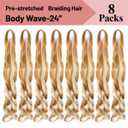 Luoyudu Curly Braiding Hair,#P27/613 Spanish 8Packs Bouncy Crochet Hair 24Inch Synthetic French Curl Braiding Hair Extensions(24 Inch,Pack of 8,P27/613)