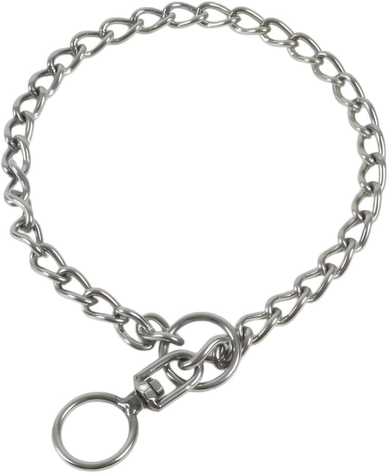 Dog Choker Collar for Large Dogs, Choke Chain for Dogs Stainless Steel Slip Dog Chain Collars Heavy Duty Training Martingale Collars for Large Breed Pets Boys Girls, Silver L (L(Neck Max 20inch)D4mm)