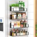 4 Pack Magnetic Spice Storage Rack Organizer for Refrigerator and Oven, Clear Fridge Organizers and Storage