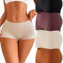 CUTE BYTE Womens Seamless Boy Shorts Underwear Soft Stretch No Show Boxer Shorts Briefs Panties for Ladies 4 Packs,S