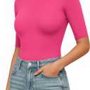 MANGOPOP Women's Half Sleeve Boat Neck Bodysuit 3/4 Sleeve Body Suit Fitted Going Out Tops 2026 Medium