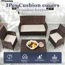 SUKAIKEQA Waterproof 3-Piece Patio Sofa Cushion Cover Set - Replacement Covers for Outdoor Wicker Furniture, Bench & Seat Cushions, Off White