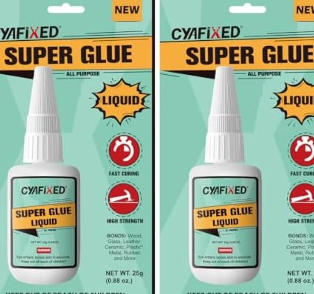Super CA Glue Liquid, Clear Quick Dry Cyanoacrylate Adhesive for Wood Plastic Leather Metal Pottery Glass Ceramic Shoe Sole Repair, Instant Strong Bond for Jewelry, Craft, 3D Models, Woodworking 2 Pack