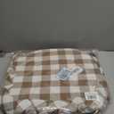 VHC Brands Farmhouse Country Annie Buffalo Check Portabella Ruffled Chair Pad with Fabric Ties 16.5x18 (Brown)