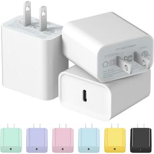 USB C Charger Block iPhone 17 Charger Block Type C Chargers 3-Pack for iPhone Air/17/17 Plus/17 Pro/17 Pro Max/16/16 Plus/16 Pro/16 Pro Max/15/15 Plus/15 Pro/15 Pro Max/14/14 Pro Max/13/ (White)