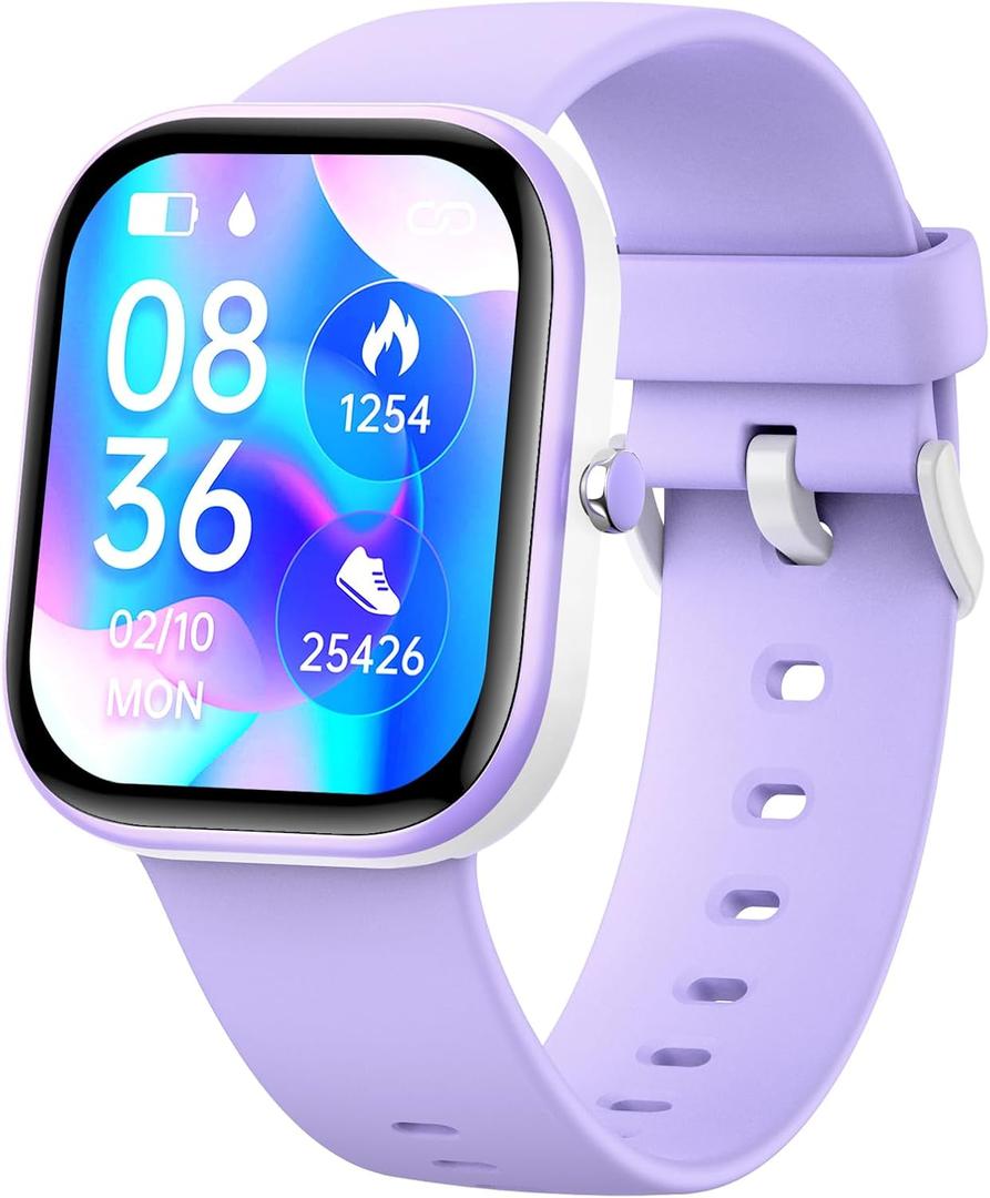 Nyonio Smart Kids Watch with Fitness Tracker No Phone/APP Needed,19 Sport Mode,1.5" DIY Dial,IP68 Waterproof,Sleep Monitor,Pedometers,Heart Rate,Great Birthday Gift for Boys Girls Teens 6-14 year Olds (Purple)