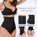 YADIFEN Tummy Control Thong Shapewear for Women High Waist Body Shaper Briefs Seamless Thong Shapewear for Women (Small, A#-black+nude-2pack)