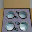 2-Oz Ceramic Espresso Cups with Wood Handle, 2/4-Piece Set for Coffee, Tea, Latte - Dishwasher Safe, Multi-Color & Wood Styles, Gift & Caf Use (blue black, Wooden Handle4)