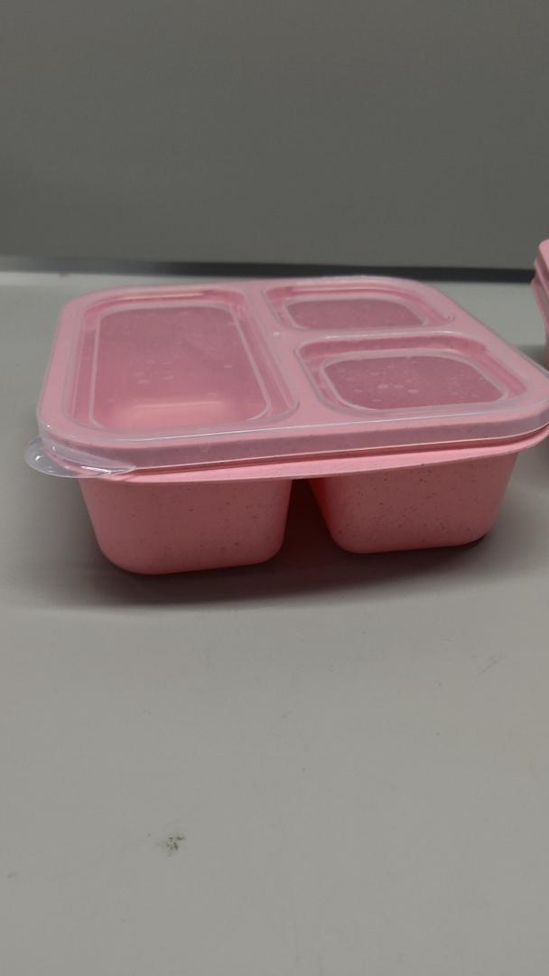 Snack Boxes (3 Pack) - Stackable Bento Boxes with 3 Compartments, Meal Prep Containers Reusable, Lightweight Lunch Containers for Kids and Adults, BPA Free (Pink)