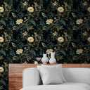 Dark Floral Peel and Stick Wallpaper Vintage Floral Contact Paper 16.9inchx118.1inch Flowers Bird Wallpaper Peel and Stick Boho Leaf Self Adhesive Removable for Bathroom Wall Paper Decor