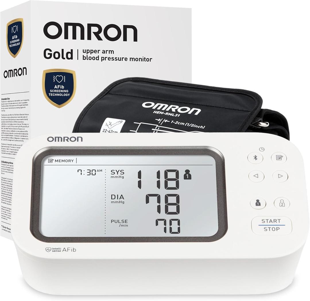 OMRON Gold Blood Pressure Monitor for Home Use & Upper Arm Blood Pressure Cuff - #1 Doctor & Pharmacist Recommended Brand - Clinically Validated - AFib Detection - Connect App