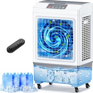 FANCOLE Evaporative Air Cooler, 2100CFM Windowless Air Conditioner Cooling up to 700 Sq.ft, Swamp Cooler Air Conditioner w/2 Modes & 3 Speeds, 7H Timer & Remote, Portable for Room Garage Patio