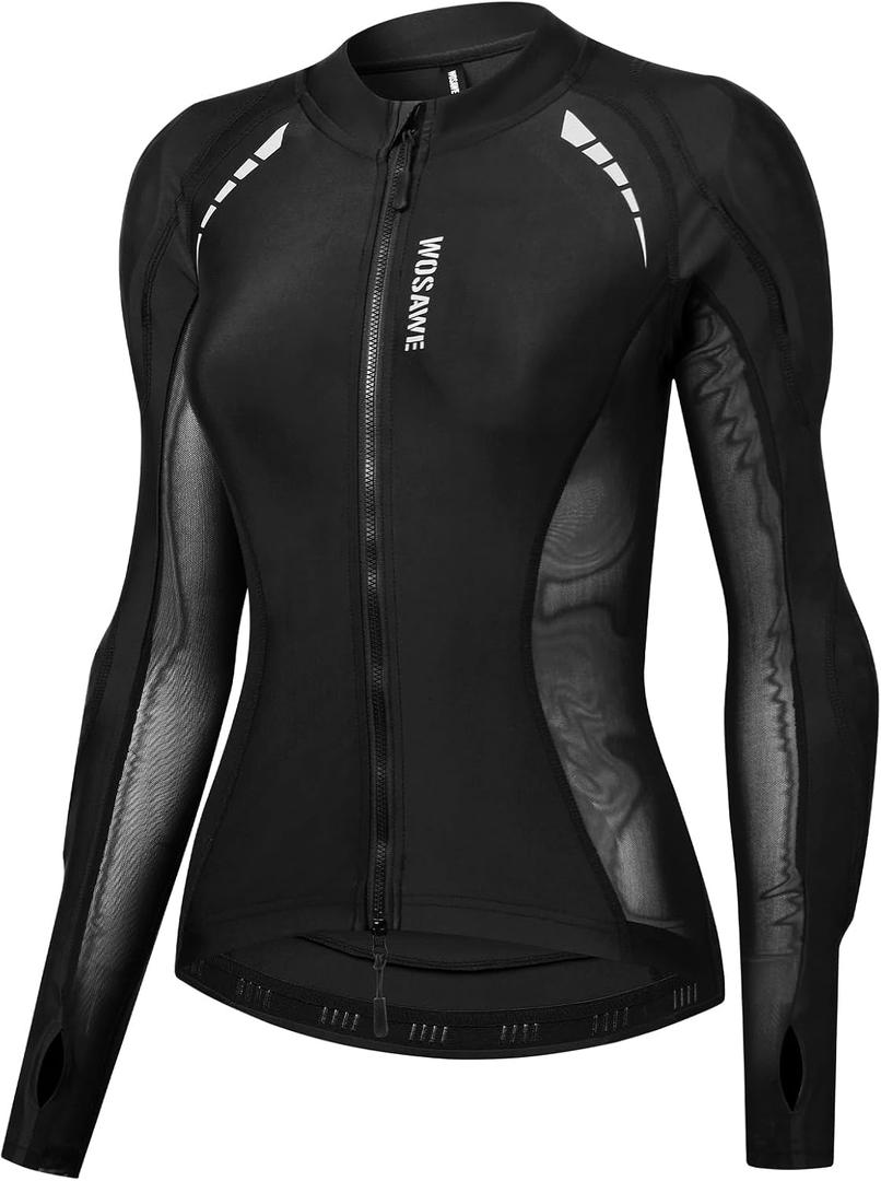 WOSAWE Mesh Motorcycle Jacket Women Padded Motorcycle Shirt with Back Pads Summer Sport Bike Gear (Black, Medium)