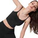 Women's Sweetheart V Neck Tank Top Adjustable Straps Workout Yoga Tops Going Out Basic Casual Crop Cami Shirts (Black, L)