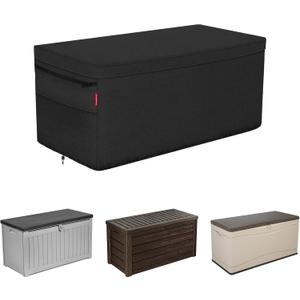 Porch Shield Patio Deck Box Storage Cover - 600D Outdoor Waterproof Tear Resistant Rectangular Fire Pit Table Cover 50 x 25 x 24 inchesTop Zipper, Black