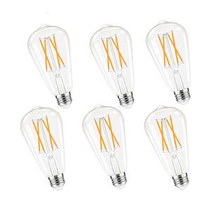 GvvooHome Dimmable Edison Bulbs, 2700K Warm White, 6W Equivalent to 60 watt E26 LED Bulb, ST58 Vintage Light Bulbs, 600LM, 90+ CRI, E26 Base, Clear Glass, 6 Pack
