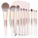 Natural Hair Makeup Brush Set Professional, Fox Hair Makeup Brushes Set with Case, Glitter Make up Brushes Set Professional, Natural Makeup Brushes, Natural Bristle Makeup Brush - ORRA, White (Gold White 10pcs)