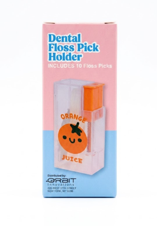 Orbit Orange Dental Floss Pick Holder, Includes 10 Floss Picks Pack Of 2